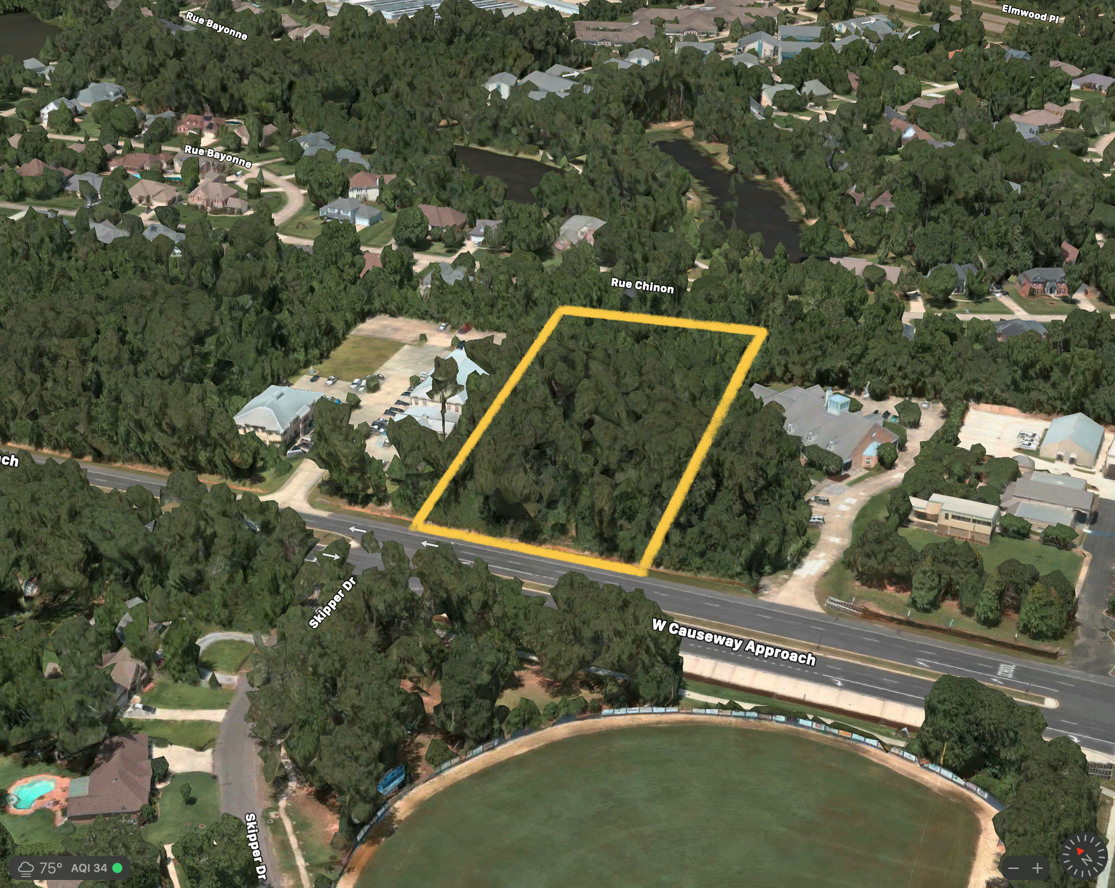 Closeup of proposed carwash site on West Causeway Approach. (Overlay is approximate.) (Mandeville Daily/William Kropog)