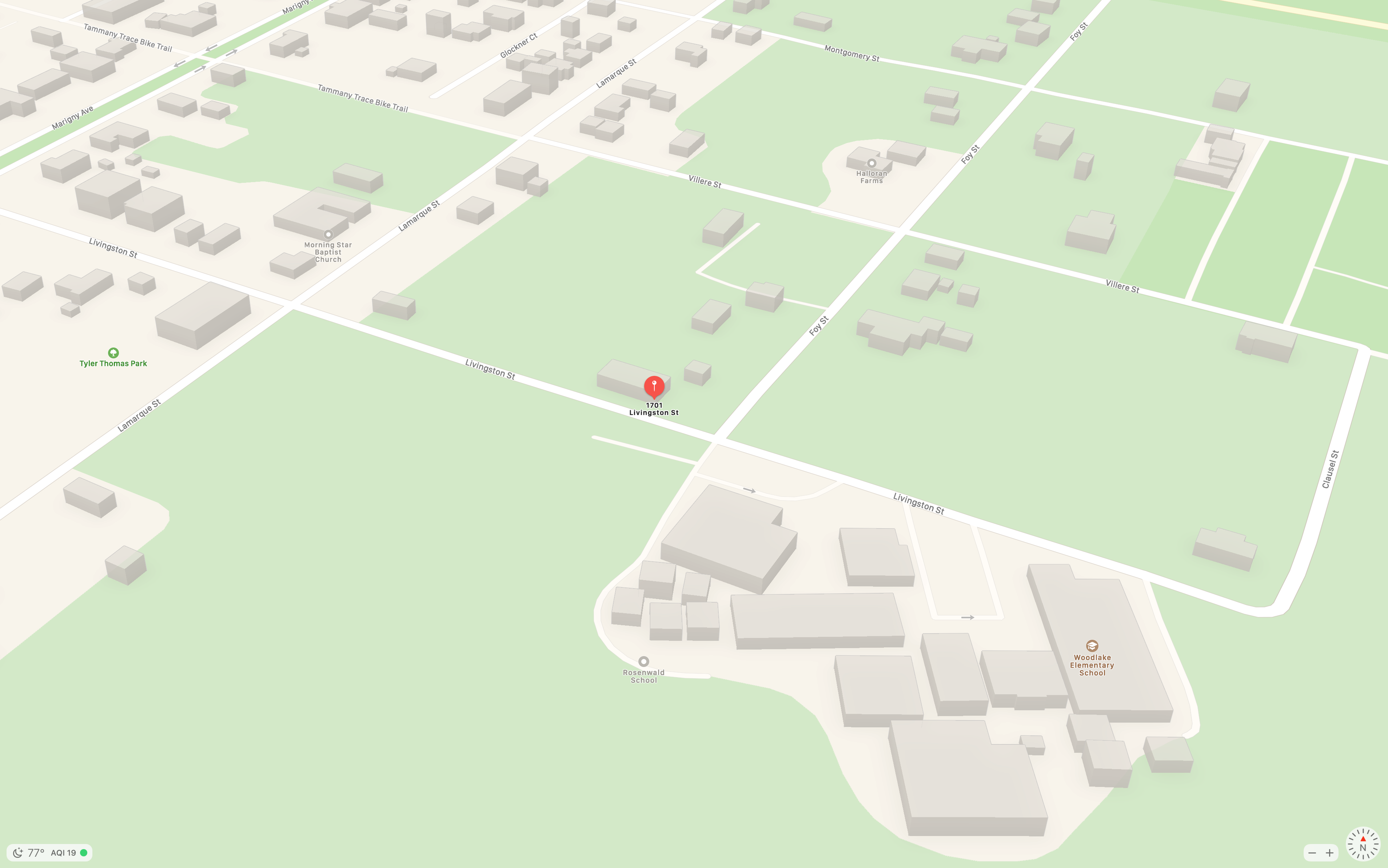 1701-1707 Livingston Street, looking north. (Mandeville Daily/Apple Maps)