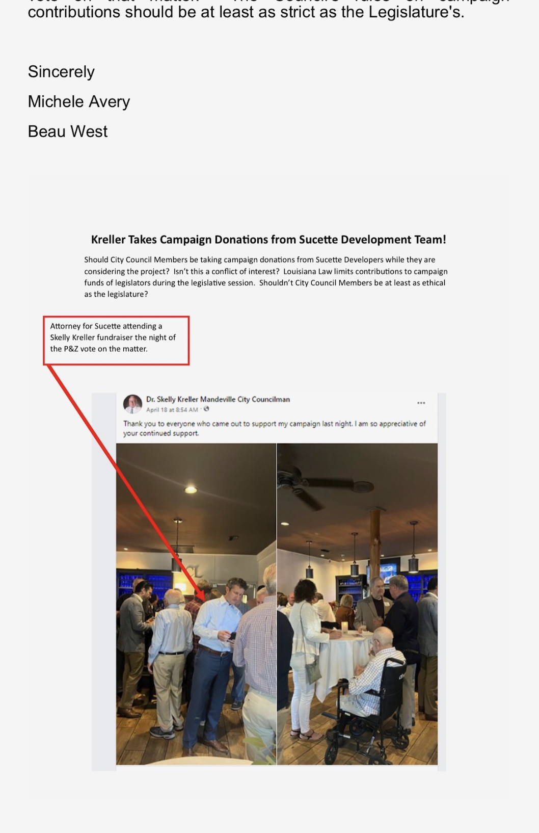 Email from activist to Mandeville City Council, page 2.