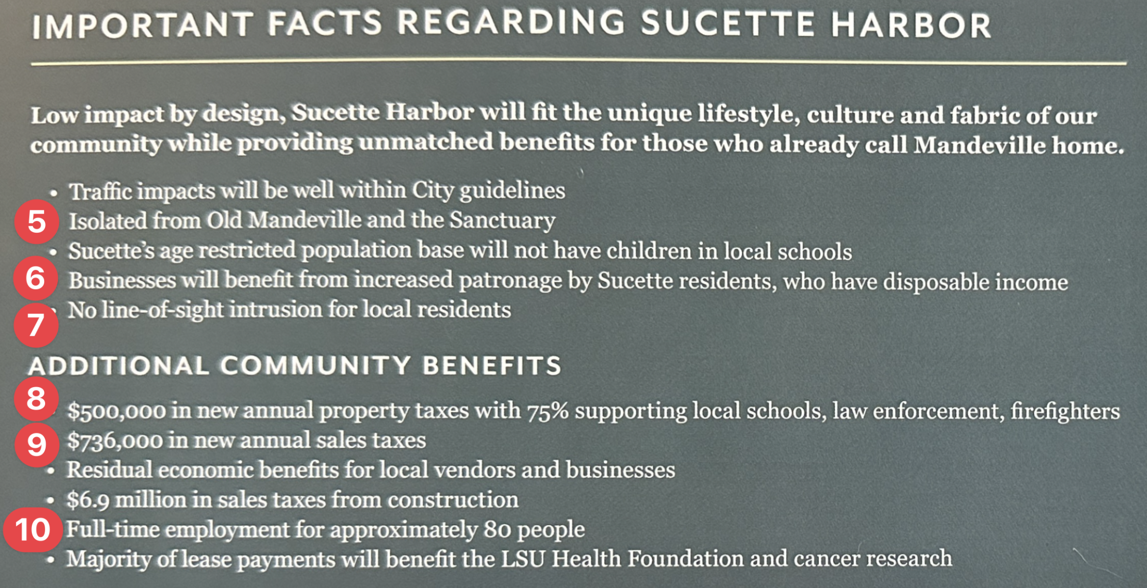 Ernest Burguières examines the Sucette Harbor mailer point by point below… (Mandeville Daily)