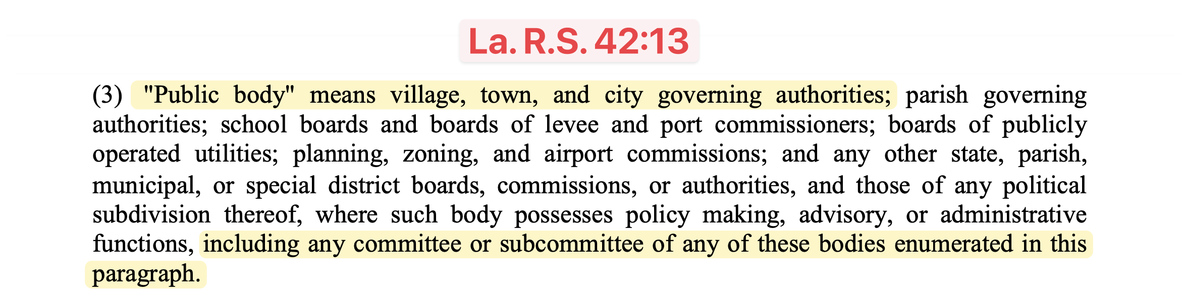 Excerpt from La. R.S. 42. (Mandeville Daily)