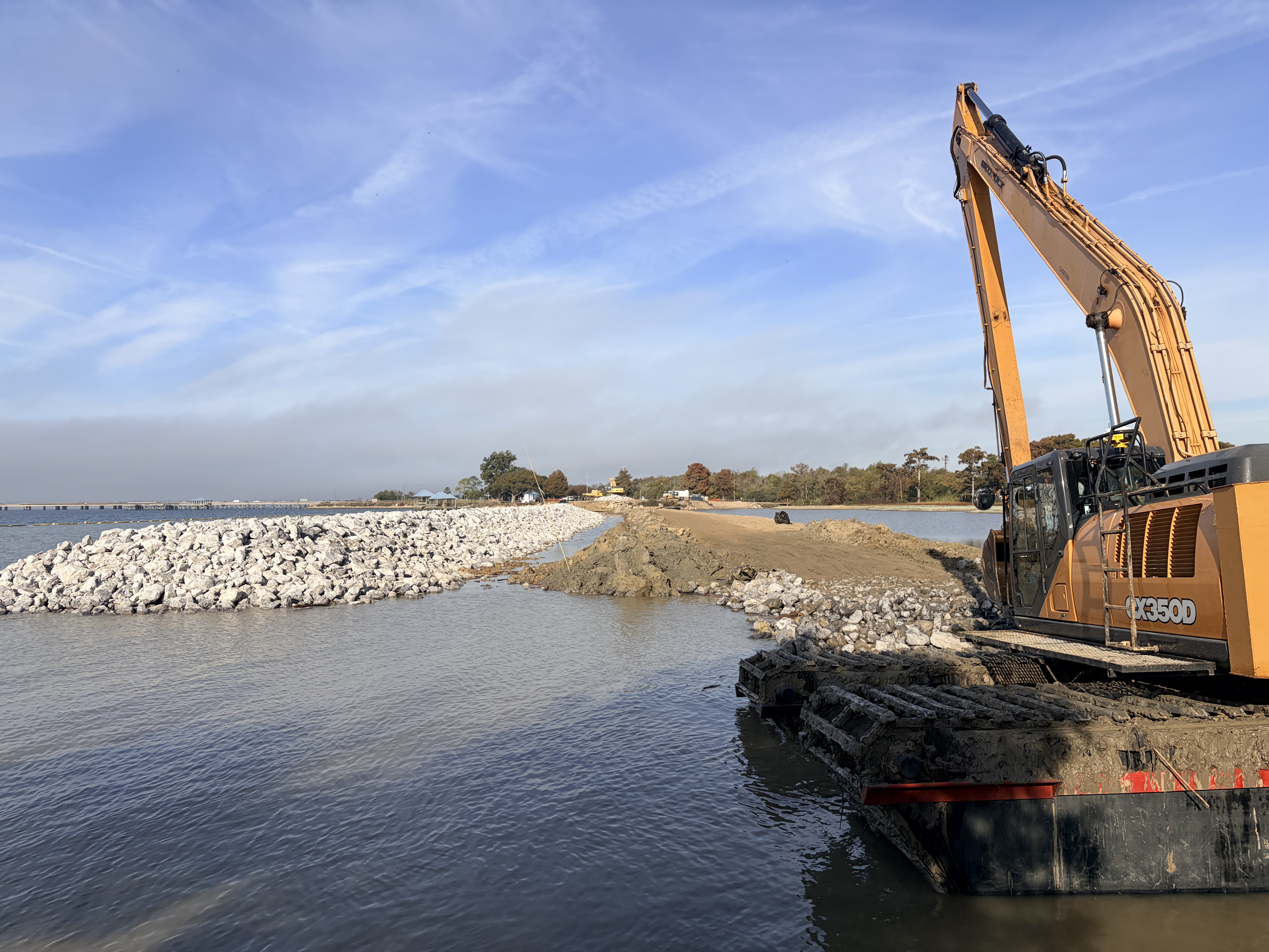 Mayor Clay Madden announced that the Lakefront Wetlands Restoration Project, commonly known as 'the berm,' is nearing completion and is anticipated to be finished by Christmas. (Mandeville Daily)