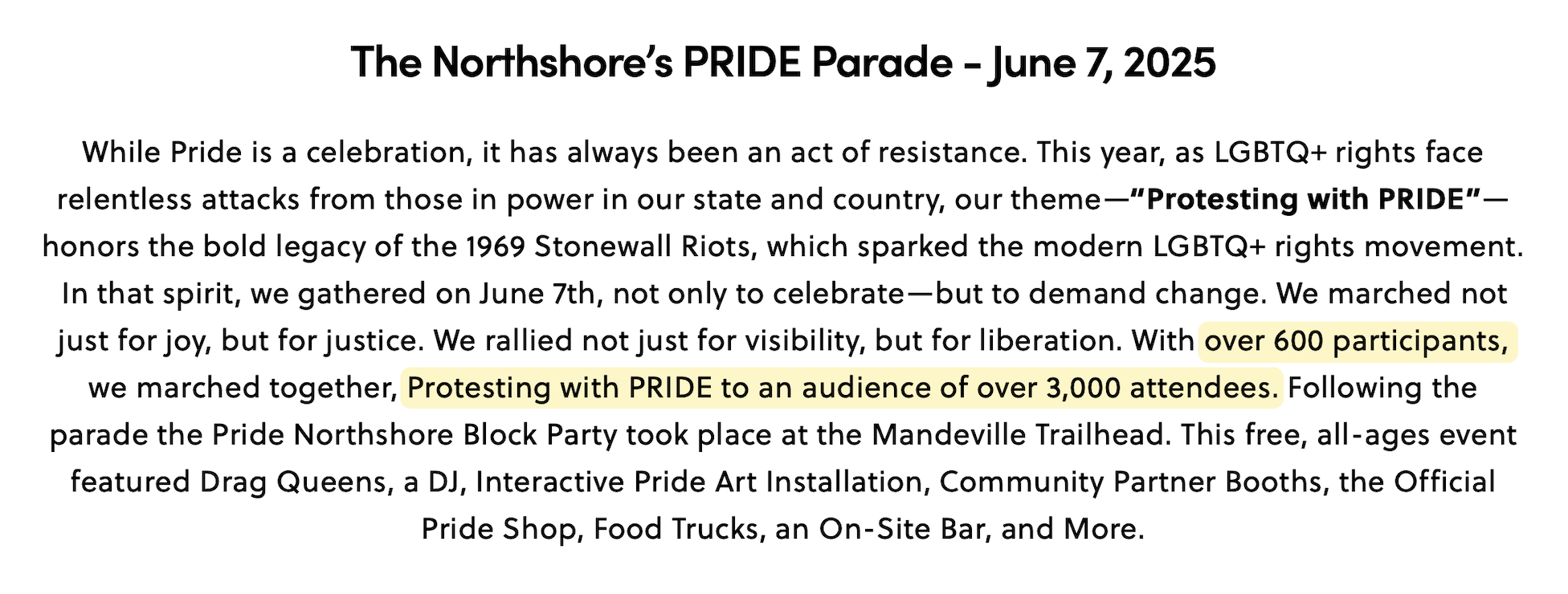 The Pride Northshore parade would likely be impacted by these changes, according to the group’s self-reported attendance from 2025, as found on the Queer Northshore website. (Mandeville Daily)